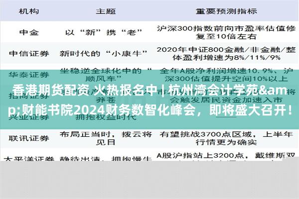 香港期货配资 火热报名中 | 杭州湾会计学苑&财能书院2024财务数智化峰会，即将盛大召开！