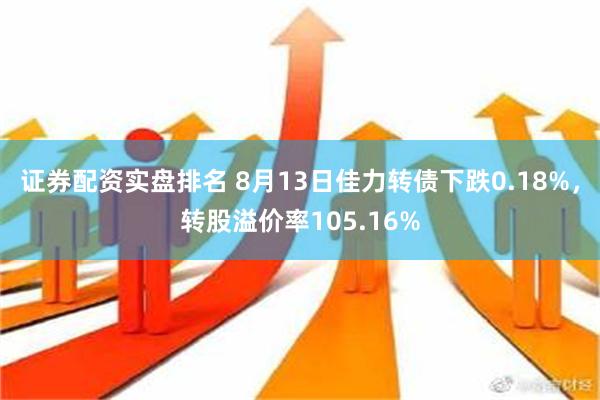 证券配资实盘排名 8月13日佳力转债下跌0.18%，转股溢价率105.16%