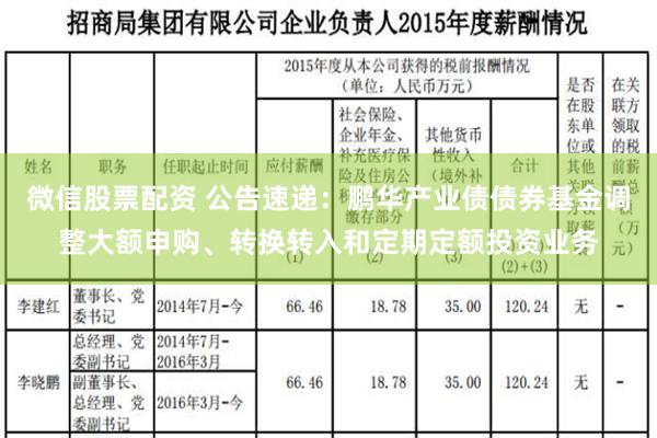 微信股票配资 公告速递：鹏华产业债债券基金调整大额申购、转换转入和定期定额投资业务