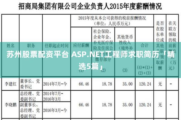 苏州股票配资平台 ASP.NET工程师求职简历「精选5篇」